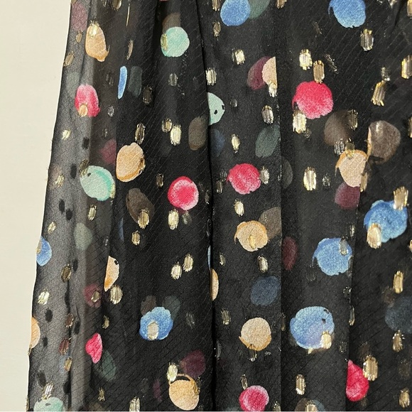 RIXO Moss Tie Neck Blouse in Sequin Watercolour Spot Black Pastel, XS - Picture 10 of 16